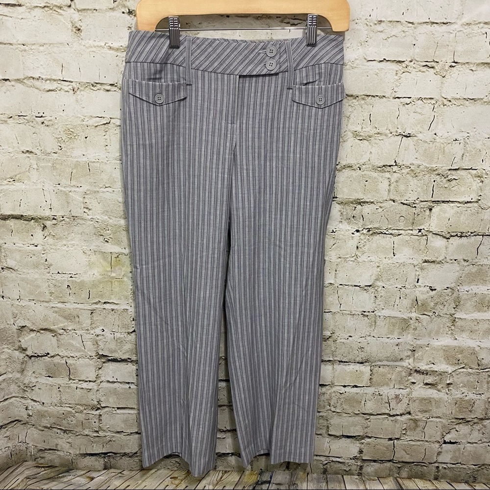 Ann Taylor LOFT Gray Striped Trouser Dressy Capris